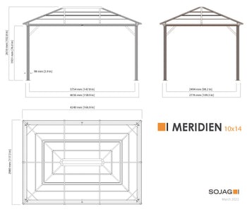 Sojag Meridien Gazebo with Grey-Tinted Roof Panels and Mosquito Netting Gazebo SOJAG 