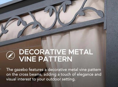 Sunjoy 10x12 Ft. Steel Frame 2-Tier Soft Top Gazebo With Decorative Vine, Netting, Curtains, And Ceiling Hook Gazebo Sunjoy 