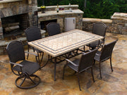 Image of Tortuga Outdoor Marquesas 7 Pc Dining Set (4 chairs, 2 swivel rockers, 70" stone table) Outdoor Furniture Tortuga Outdoor 