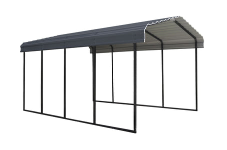 Arrow Galvanized Steel Carport, 12 ft. x 20 ft. x 9 ft. Carport Arrow Black/Charcoal 