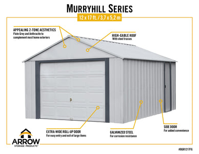 Arrow Murryhill 12 x 17 Garage, Steel Storage Building, Prefab Storage Shed Garage Arrow 