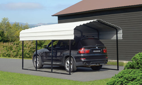 Arrow Steel Carport 10 x 15 x 7 ft. Galvanized Roof Carport Arrow Black/Eggshell 