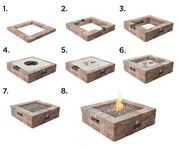 Image of Outdoor Bronson Block Square Gas Fire Pit Kit Fire Pit Outdoor Greatroom Company 