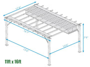Image of Paragon 11x16 Florence White Aluminum with Beach White Convertible Canopy Pergola - The Better Backyard