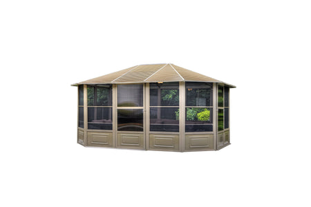 Penguin™ Sunroom Kit Gray/Tan with Metal Roof - 12' x 12' / 12' x 15' Solarium Gazebo Penguin Tan 12x15 