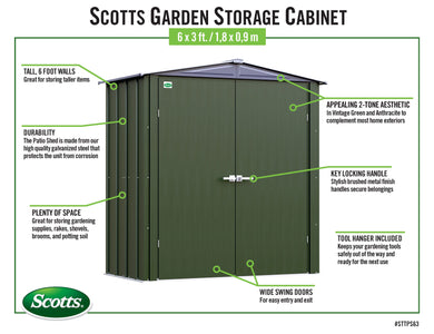 Scotts 6x3 Garden Storage Cabinet, Green Shed Scotts 
