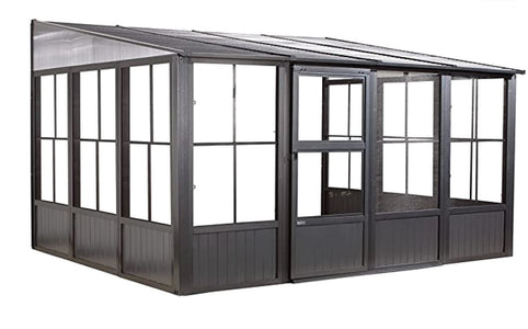 Sojag Charleston Sunroom Patio Enclosure Kit Dark Gray with Steel Roof Solarium SOJAG 10x10 