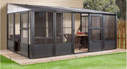 Image of Sojag™ Charleston Sunroom Patio Enclosure Kit Dark Gray with Steel Roof - The Better Backyard
