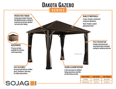 Sojag Dakota Steel Roof Gazebo with Mosquito Netting Gazebo SOJAG 