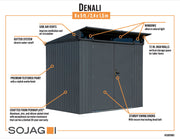 Image of Sojag Denali Steel Storage Shed, 8x5, Anthracite Shed ShelterLogic 