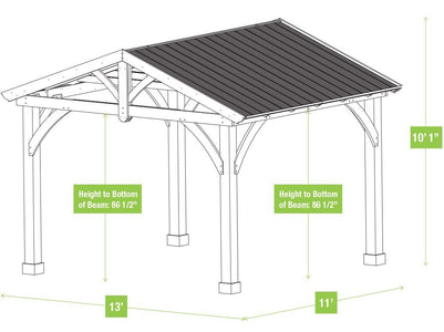 Yardistry 11 x 13 Carolina Pavilion 100% Cedar with Aluminum Roof Gazebo Yardistry 