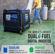 Image of DuroMax XP16000iH 16,000 Watt V-Twin Dual Fuel Portable Digital Inverter Generator Generator DuroMax 