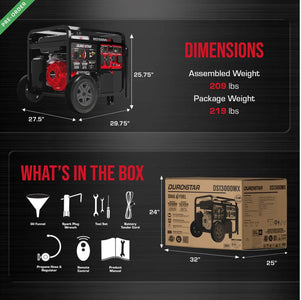 DuroStar DS13000MX 13,000 Watt Dual Fuel Portable Generator w/ CO Alert Generator DuroMax 