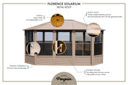 Image of Gazebo Penguin Florence Sunroom Kit with Metal Roof - 12' x 12' / 12' x 15' Solarium Gazebo Penguin 