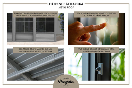 Gazebo Penguin Florence Wall-Mounted Solarium with Metal Roof Solarium Gazebo Penguin 