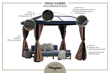 Gazebo Penguin Venus Gazebo with Polycarbonate Roof Gazebo Gazebo Penguin 