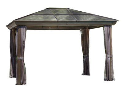 Gazebo Penguin Venus Gazebo with Polycarbonate Roof Gazebo Gazebo Penguin SaddleBrown 10x12 
