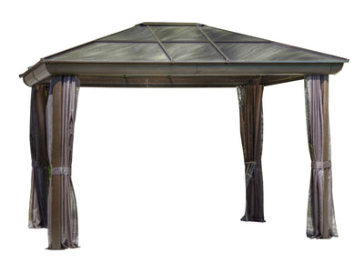 Gazebo Penguin Venus Gazebo with Polycarbonate Roof Gazebo Gazebo Penguin SaddleBrown 10x14 