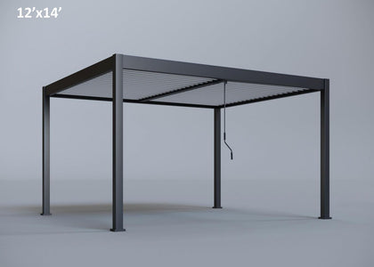 Paragon Grand Tuscan Slate Gray Louvered Pergola Pergola Paragon-Outdoor 12x14 