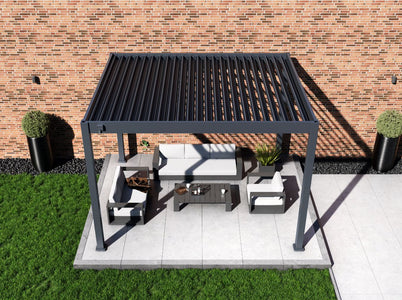 Paragon Grand Tuscan Slate Gray Louvered Pergola Pergola Paragon-Outdoor 