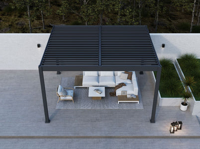 Paragon Grand Tuscan Slate Gray Louvered Pergola Pergola Paragon-Outdoor 