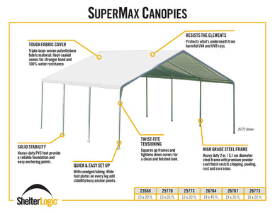 ShelterLogic SuperMax Canopy 18 x 40 ft. White Canopy ShelterLogic 