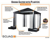 Image of Sojag Havana 10 x 10 ft. Aluminum Frame Gazebo with Optional Planters Gazebo SOJAG 