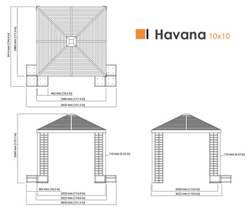 Sojag Havana 10 x 10 ft. Aluminum Frame Gazebo with Optional Planters Gazebo SOJAG 