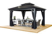 Image of Sojag Kiana 10 x 12 ft. Double Roof Aluminum Frame Gazebo With Netting Hard Top Gazebo SOJAG 