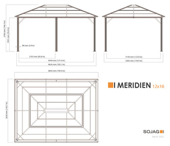 Sojag Meridien Gazebo with Grey-Tinted Roof Panels and Mosquito Netting Gazebo SOJAG 