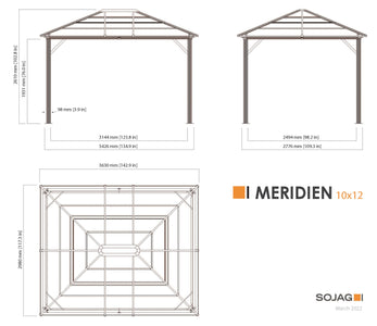 Sojag Meridien Gazebo with Grey-Tinted Roof Panels and Mosquito Netting Gazebo SOJAG 