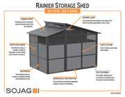Image of Sojag Rainier 8 x 11 ft. Aluminum Frame Storage Shed Shed SOJAG 