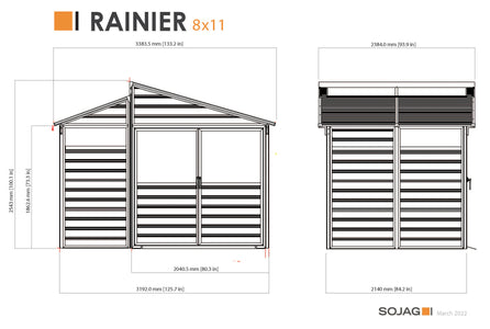 Sojag Rainier 8 x 11 ft. Aluminum Frame Storage Shed Shed SOJAG 