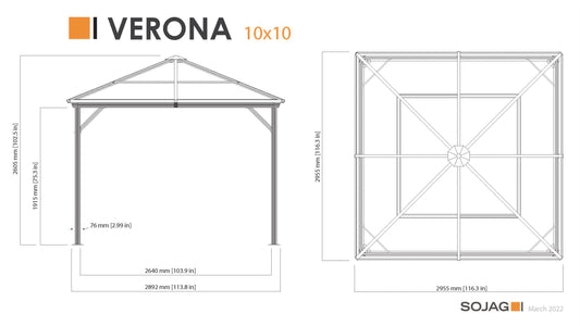 Sojag Verona Grey Hard Roof Gazebo with Netting Gazebo SOJAG 