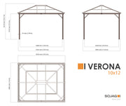 Image of Sojag Verona Grey Hard Roof Gazebo with Netting Gazebo SOJAG 