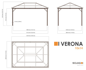 Sojag Verona Grey Hard Roof Gazebo with Netting Gazebo SOJAG 