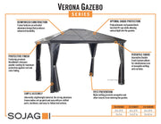 Image of Sojag Verona Grey Hard Roof Gazebo with Netting Gazebo SOJAG 