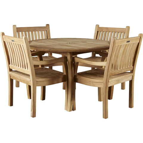 Tortuga Outdoor Jakarta Teak 5 Pc Dining Set (48" Dining Table & 4 Arm Chairs) Outdoor Furniture Tortuga Outdoor 