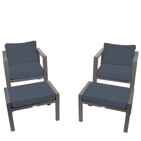 Image of Tortuga Outdoor Lakeview Aluminum Chair Set (2 Chairs & 2 Ottomans) Outdoor Furniture Tortuga Outdoor 
