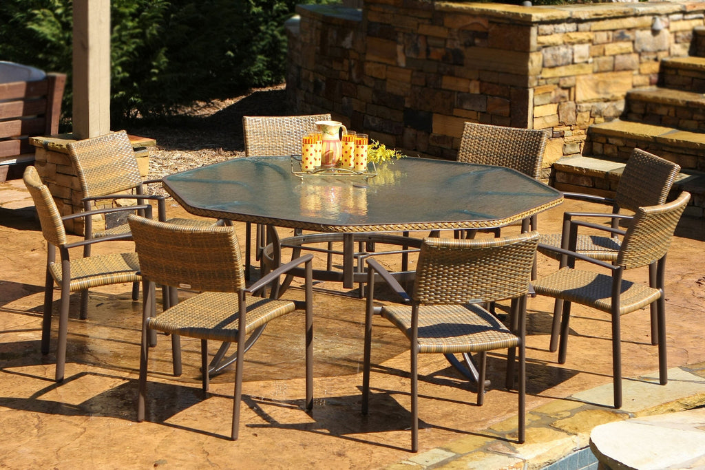 Tortuga Outdoor Maracay 9 Piece Dining Set extra large octagonal dini The Better Backyard