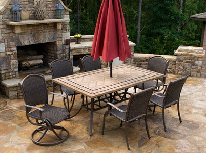 Tortuga Outdoor Marquesas 7 Pc Dining Set (4 chairs, 2 swivel rockers, 70" stone table) Outdoor Furniture Tortuga Outdoor 