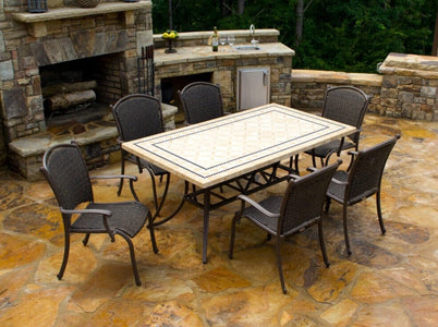 Tortuga Outdoor Marquesas 7 Pc Dining Set (6 chairs, 70" stone table) Outdoor Furniture Tortuga Outdoor 