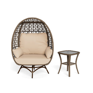 Tortuga Outdoor Rio Vista Swivel Egg Chair – Sandstone Outdoor Furniture Tortuga Outdoor With Side Table 