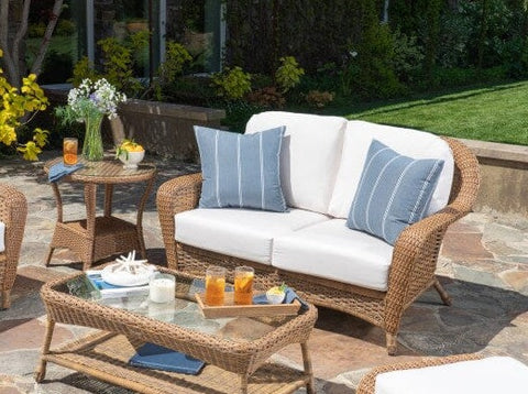 Tortuga Outdoor Sea Pines 6-Pc Deep Seating Set w/ Loveseat (2 chairs, loveseat, coffee table, side table, ottoman) Deep Seating Tortuga Outdoor BurlyWood 