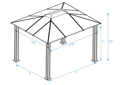 Paragon 10x12 Santa Monica Hard Top Gazebo - The Better Backyard