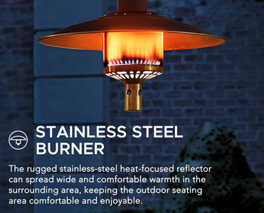 AmberCove 64,000 BTU Black Steel Propane Gas Dual Heater with Table Top Patio Heater Sunjoy 