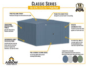 Image of Arrow Classic Steel Storage Shed, 10x12 Shed Arrow 
