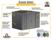 Image of Arrow Classic Steel Storage Shed, 8x6 Shed Arrow 