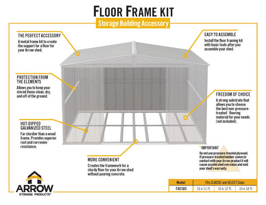 Arrow Floor Frame Kit for Arrow Classic Sheds 10x11, 10x12 and 10x14 ft. and Arrow Select Sheds 10x11, 10x12 and 10x14 ft. Accessories Arrow 