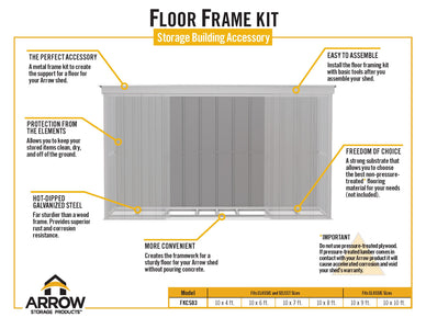 Arrow Floor Frame Kit for Arrow Classic Sheds 10x4, 10x6, 10x7, 10x8, 10x9 and 10x10 ft. and Arrow Select Sheds 10x4, 10x6, 10x7, and 10x8 ft. Accessories Arrow 